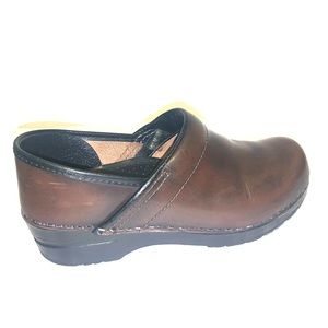 Sanita Brown Leather Clogs